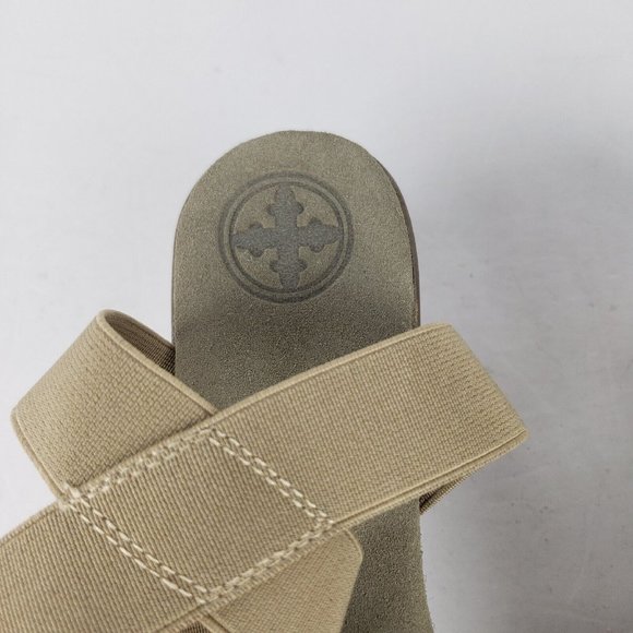 Charleston Shoe Co. Stripe Palm Wedge Sandal in Tan and White Size 10 - Picture 9 of 14